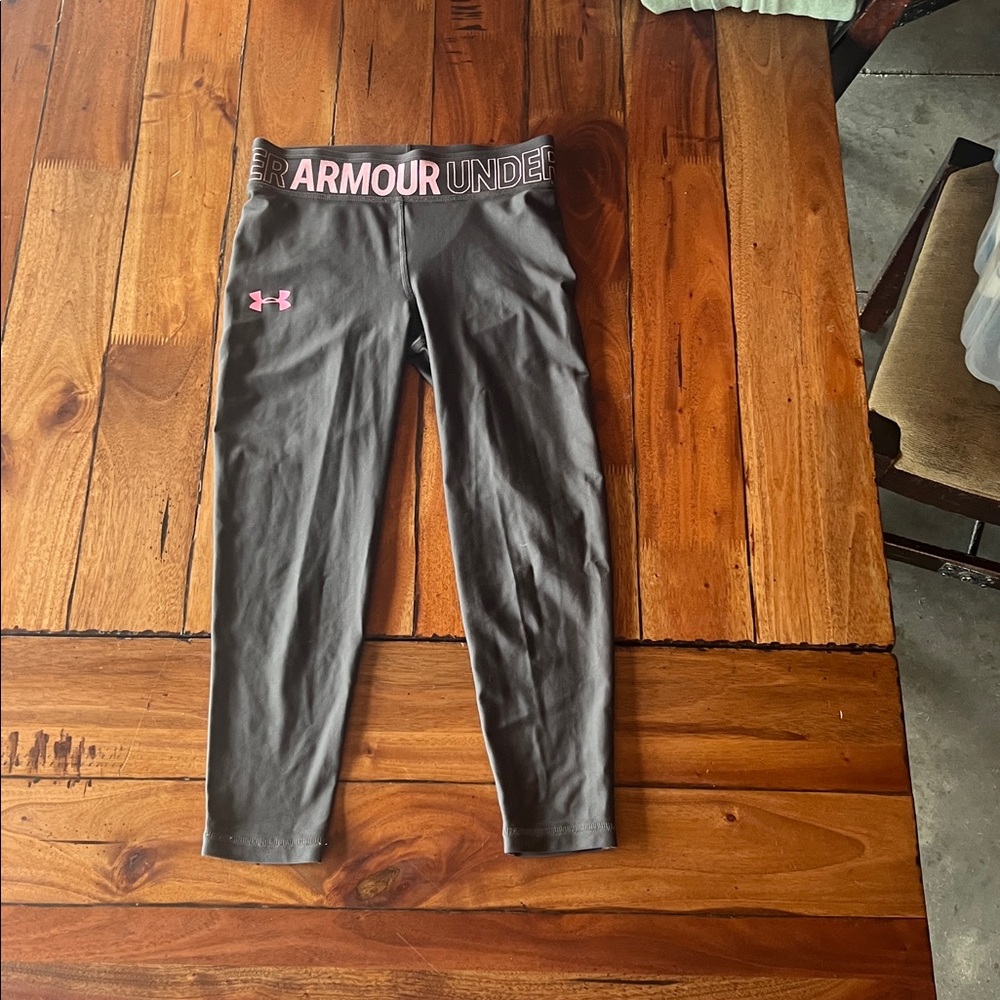Under Armour Charcoal Leggings with Pink Accents